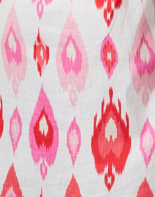 Fabric image - Bella Tu - Red and Pink Ikat Print Cotton Shirt Dress