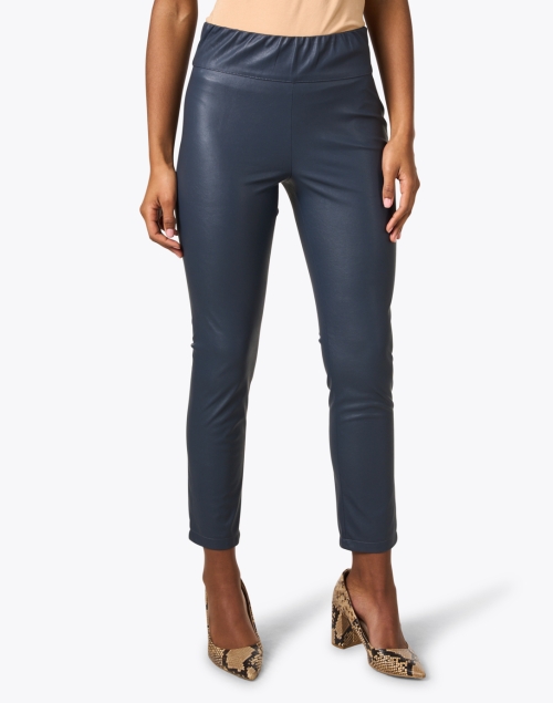 Front image - Brochu Walker - Juniper Dark Blue Faux Leather Pant