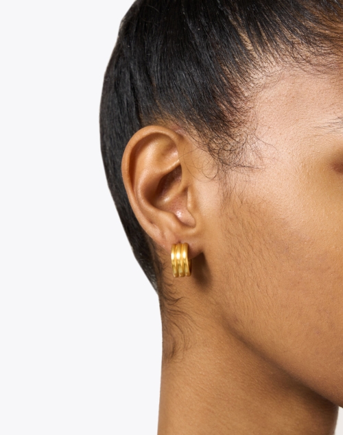 Look image - Dean Davidson - Gold Linear Mini Hoop Earrings