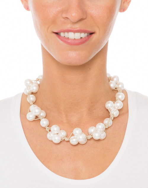 White Pearl Woven Necklace