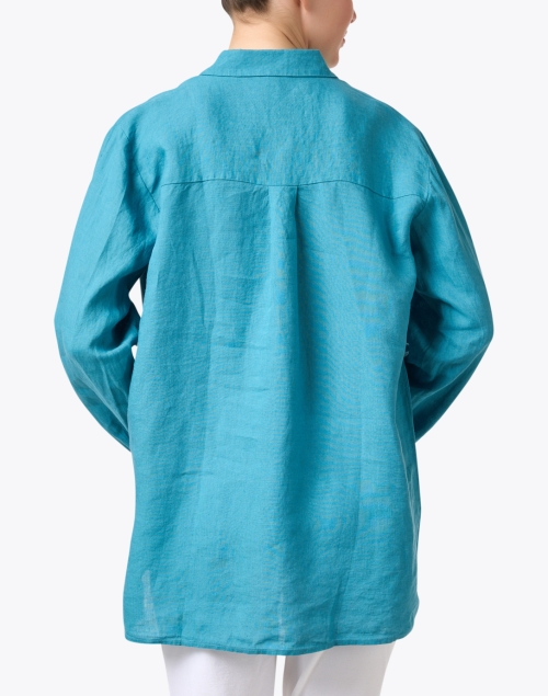 Back image - Eileen Fisher - Blue Linen Shirt