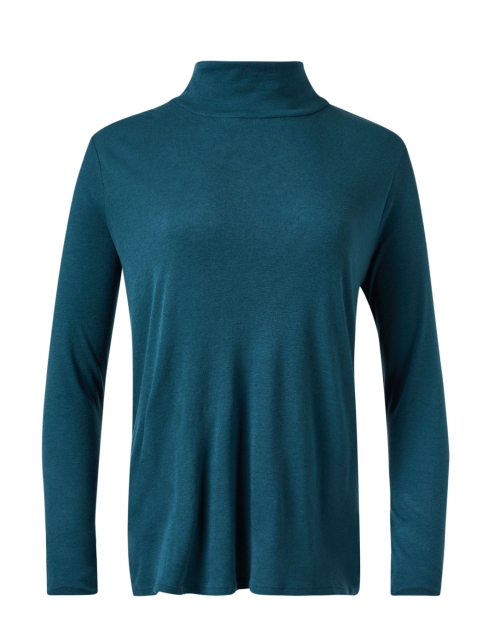 Product image - Eileen Fisher - Teal Cotton Blend Turtleneck Top