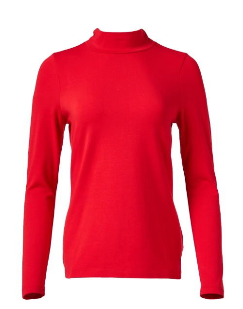 Product image - E.L.I. - Red Pima Cotton Mock Neck Top 