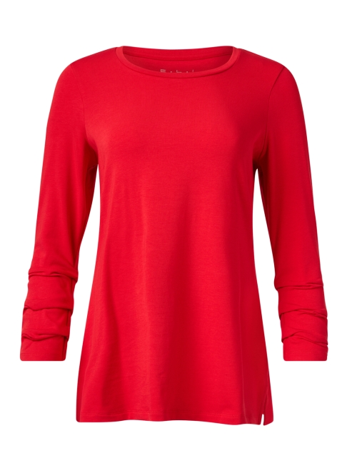 Product image - E.L.I. - Red Pima Cotton Ruched Sleeve Tee