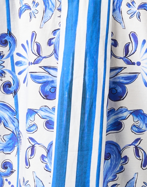 Fabric image - Farm Rio - Blue and White Tile Print Shirt Dress