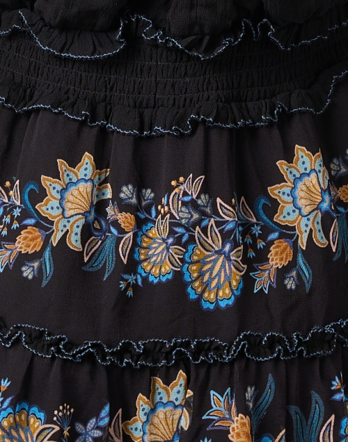 Fabric image - Farm Rio - Black Floral Embroidered Ruffle Dress