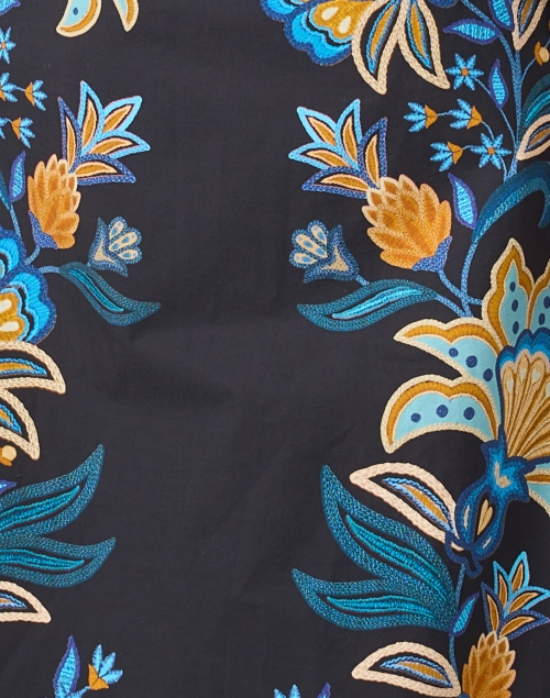 Fabric image - Farm Rio - Black Floral Embroidered Cotton Dress