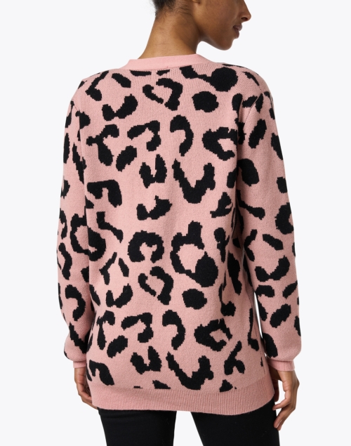 Back image - Madeleine Thompson - Cecelia Pink Leopard Print Wool Cashmere Cardigan
