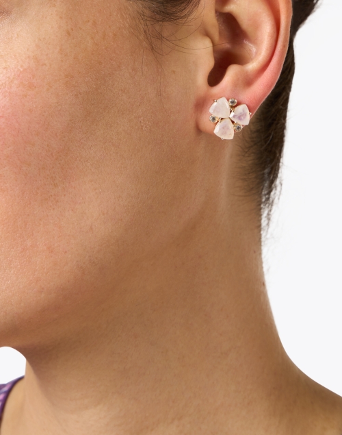 Ivory Moonstone Stud Earrings
