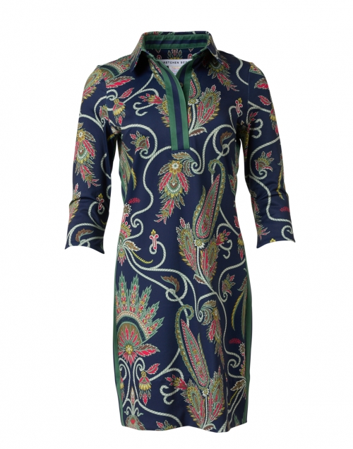 Product image - Gretchen Scott - Everywhere Navy Plume Printed Jersey Dress