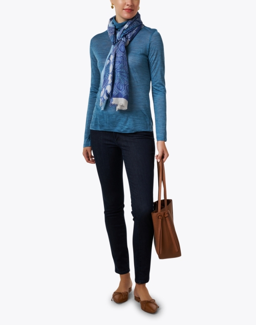 Blue Wool Blend Turtleneck Top | WHY CI