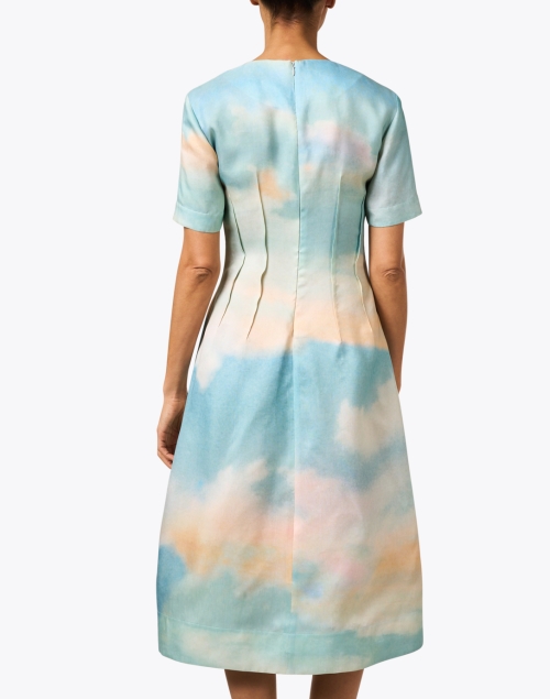 Back image - Lafayette 148 New York - Multi Sky Print Silk Dress 