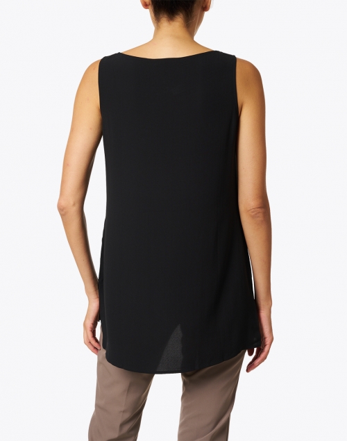 Back image - Eileen Fisher - Black Essential Silk Georgette Crepe Shell