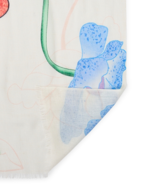 Back image - Pashma - Ivory Multi Floral Print Cashmere Silk Scarf