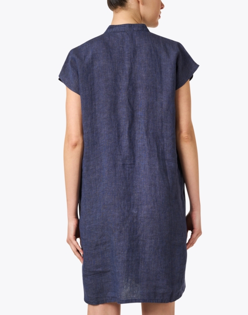Back image - Eileen Fisher - Dusk Blue Linen Dress