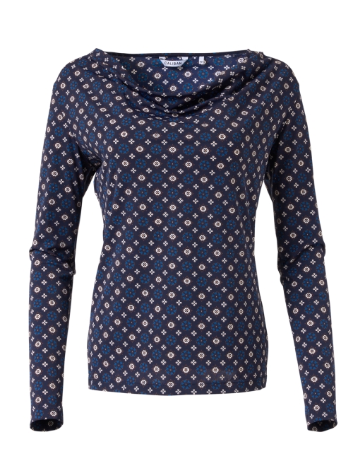 Product image - Caliban - Navy Print Stretch Jersey Top