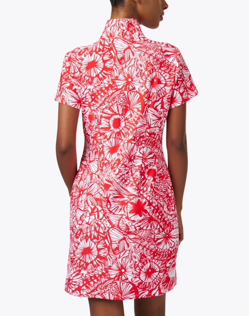 Back image - Jude Connally - Alexia Red Print Quarter Zip Dress