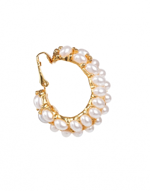 Kenneth Jay Lane - Gold and Pearl Hoop Clip-On Earrings