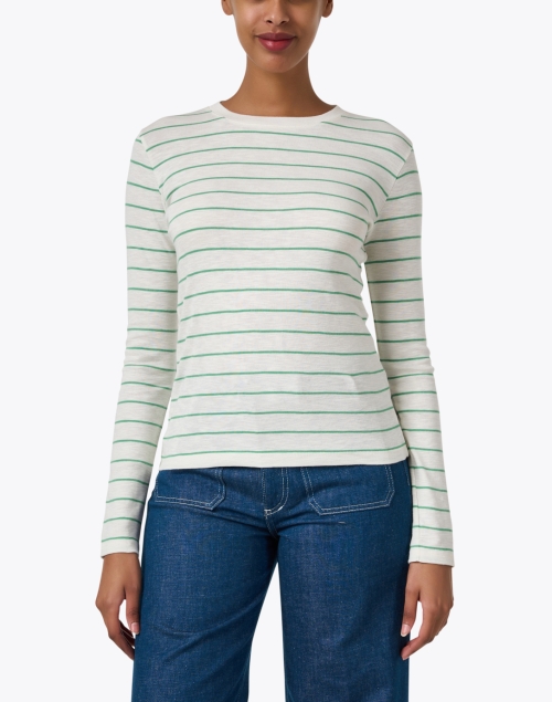 Front image - Vince - Ivory and Green Striped Top