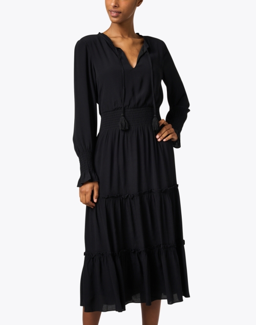 Front image - Sail to Sable - Black Smocked Midi Dress