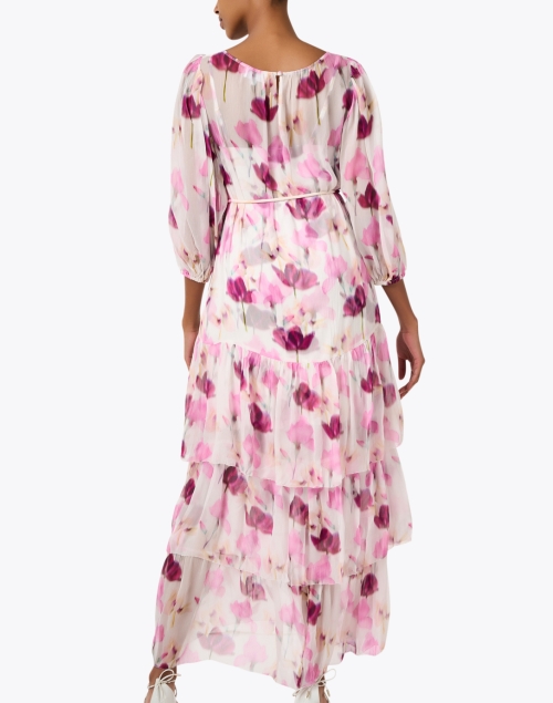 Back image - Christy Lynn - Nina Pink Tulip Print Chiffon Dress