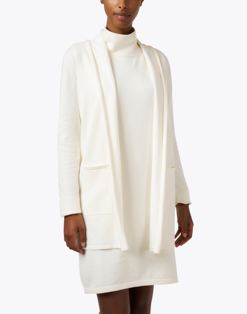 Front image - Burgess - Ivory Cotton Cashmere Travel Coat
