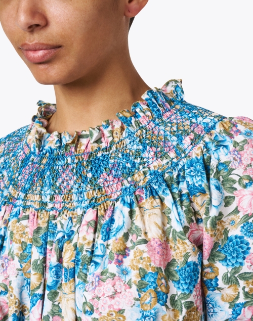 Extra_1 image - Loretta Caponi - Loretta Blue Multi Floral Print Cotton Dress
