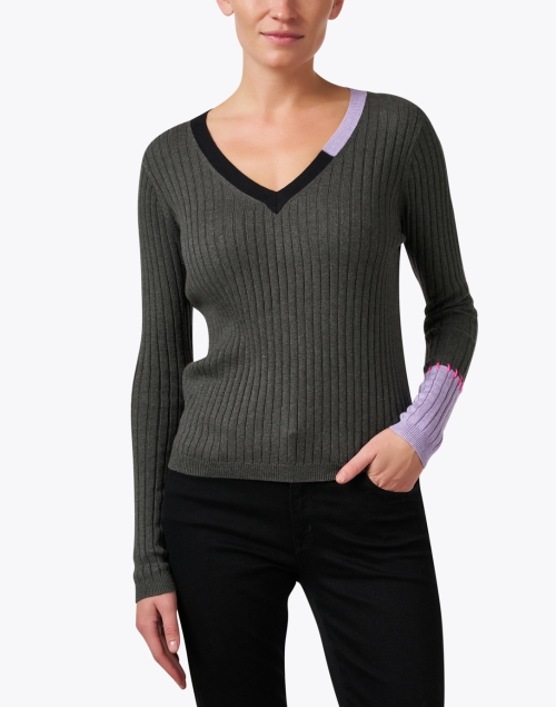 Front image - Lisa Todd - Grey Multi Cotton Cashmere Sweater