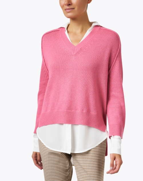 Front image - Brochu Walker - Aster Pink V-Neck Looker Sweater