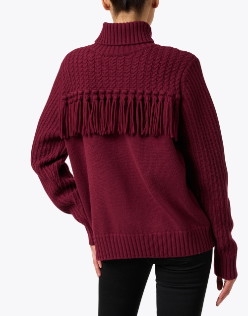 Back image - Jason Wu - Burgundy Wool Fringe Turtleneck Sweater
