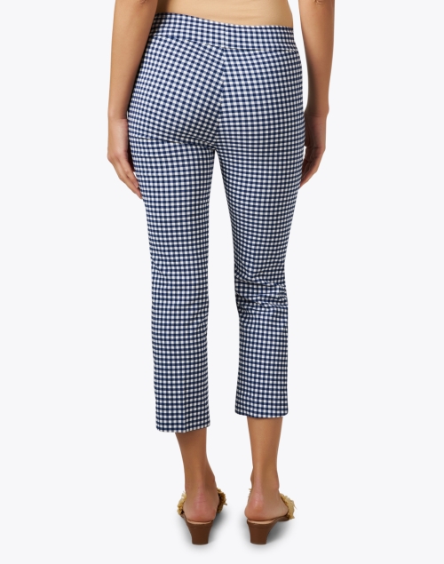 Back image - Avenue Montaigne - Brigitte Navy Check Cropped Pull On Pant
