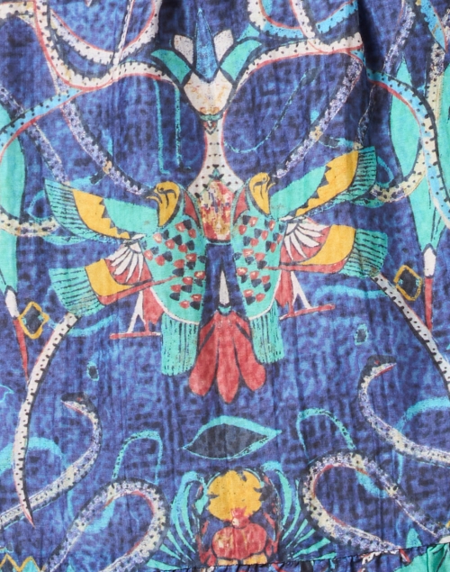 Fabric image - Chufy - Layla Blue Multi Print Cotton Silk Dress