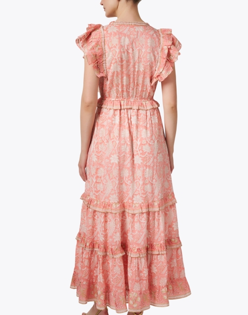Back image - Bell - Paris Peach Floral Cotton Silk Dress