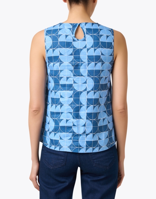 Back image - Max Mara Leisure - Giusy Blue Geometric Print Linen Top
