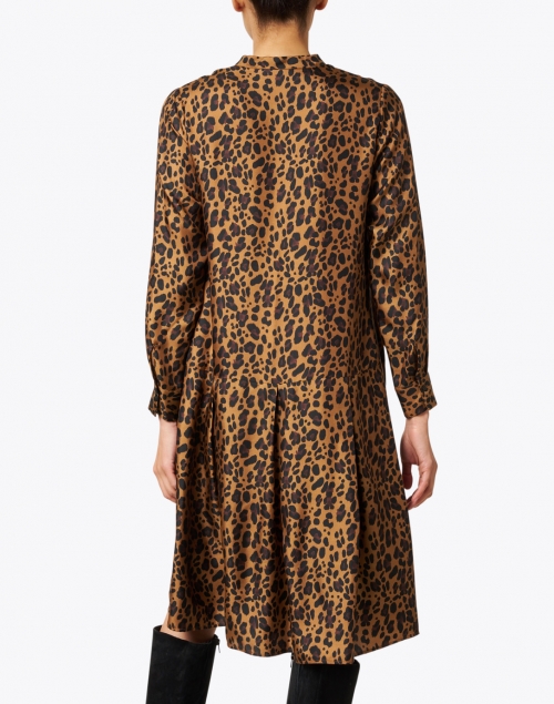 Back image - Rosso35 - Brown Animal Print Silk Twill Dress