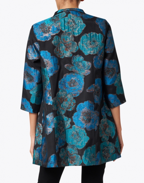 Connie Roberson - Canal Teal Metallic Printed Floral Jacket 