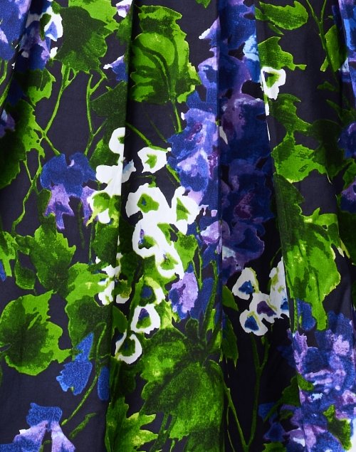 Fabric image - Samantha Sung - Audrey Indigo White and Green Print Stretch Cotton Dress