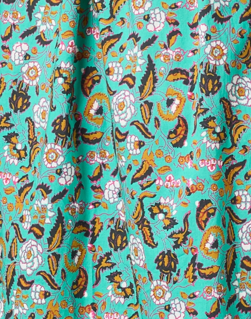 Fabric image - Figue - Johanna Teal and Orange Print Cotton Dress