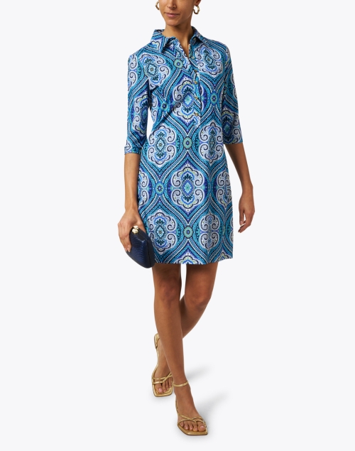 Susanna Blue Print Shirt Dress