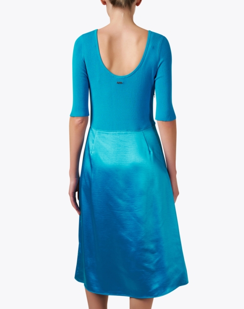 Back image - BOSS - Blue Knit and Satin Dress
