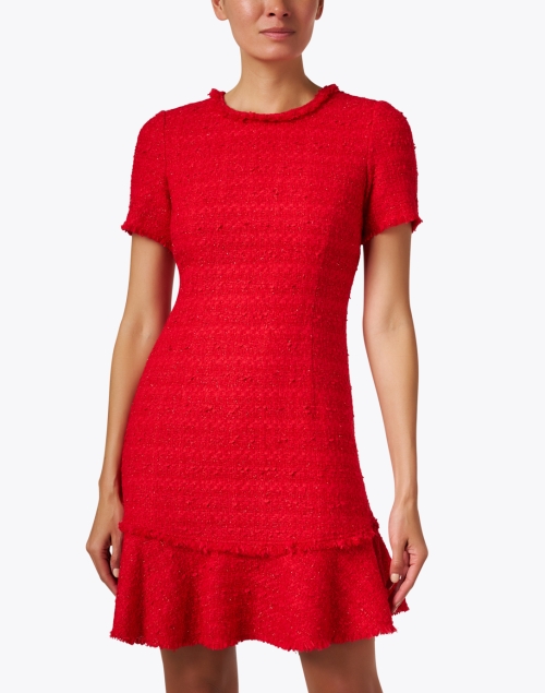 Front image - Santorelli - Manta Red Tweed Sheath Dress
