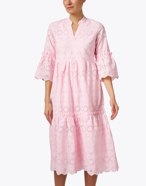 Front image - Sail to Sable - Pink Cotton Eyelet Midi Dress