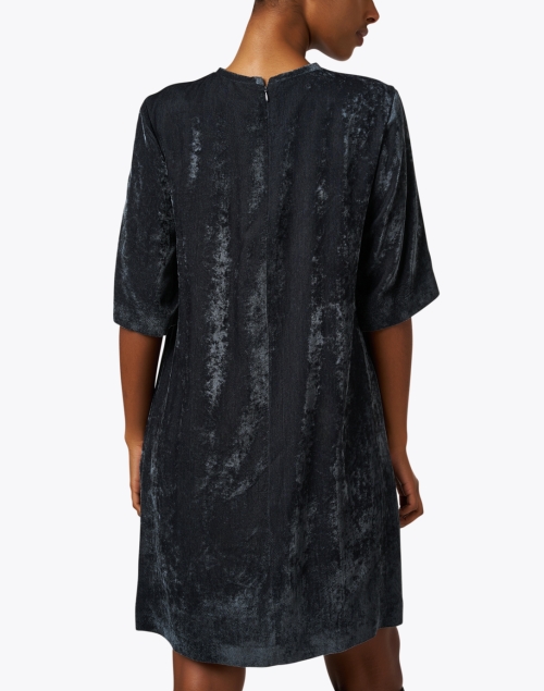 Back image - Fabiana Filippi - Petrolio Black Crushed Velvet Shift Dress