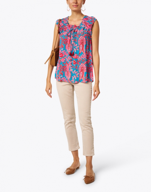 Gianna Pink and Blue Paisley Printed Top