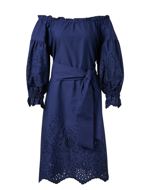 Product image - Loretta Caponi - Mila Navy Cotton Eyelet Dress