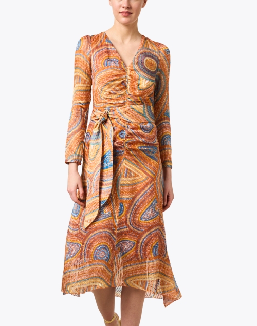 Front image - Santorelli - Orange Multi Print Dress