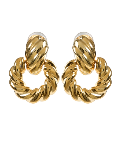 Product image - Kenneth Jay Lane - Gold Twist Clip Doorknocker Earrings