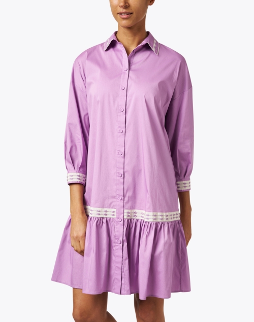 Front image - Purotatto - Purple Cotton Shirt Dress