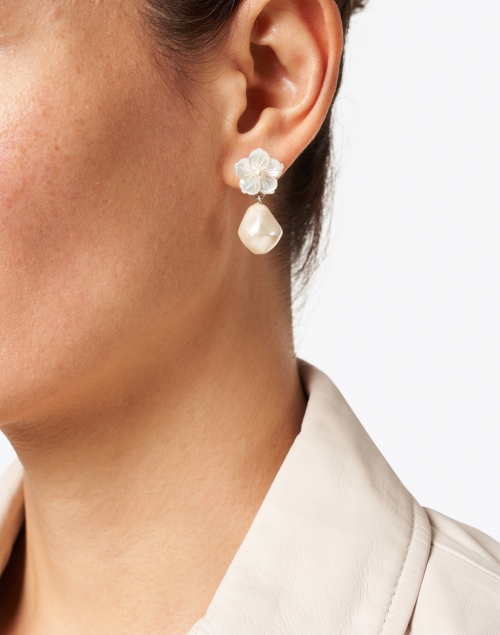 Look image - Jennifer Behr - Mina Flower Mother of Pearl Drop Earrings