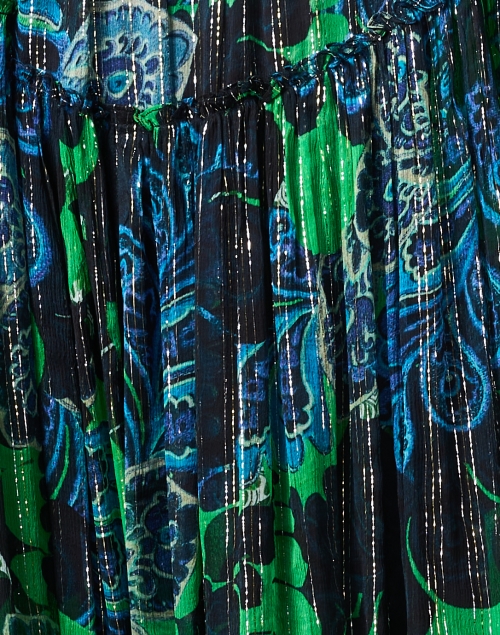 Fabric image - Megan Park - Kailua Green and Blue Print Chiffon Dress